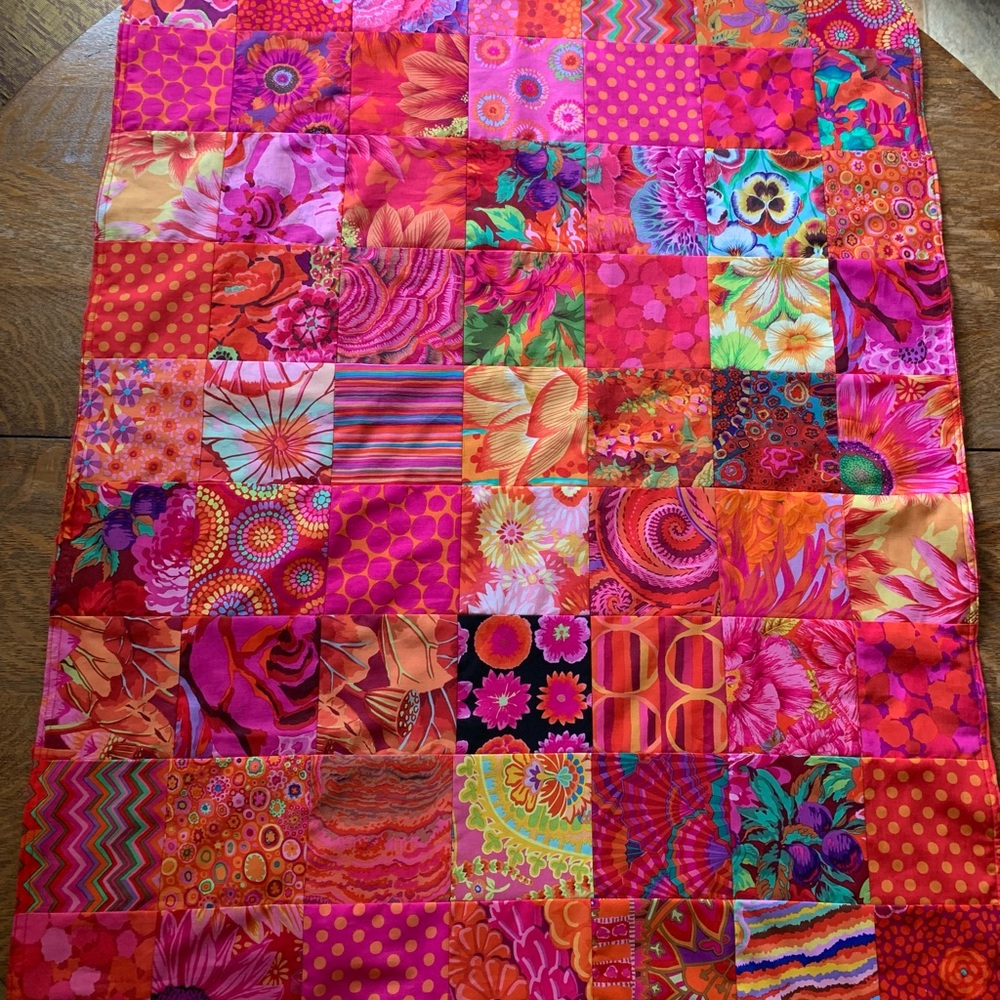 Colorful Patchwork Boho Baby Quilt Made with Kaffe Fassett Fabric Handmade